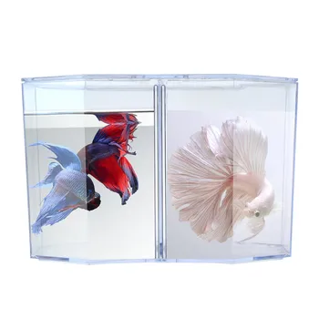 

Saim 1Pcs Double Betta Box Fish Tank Aquarium Clear Fish Breeding Isolation Box Aquarium Transparent Arcylic Fish Breeding Box
