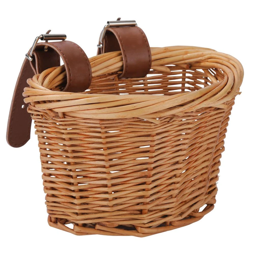 Bicycle Basket For Kids Bike Scooter Baskets With 2 Adjustable Leather