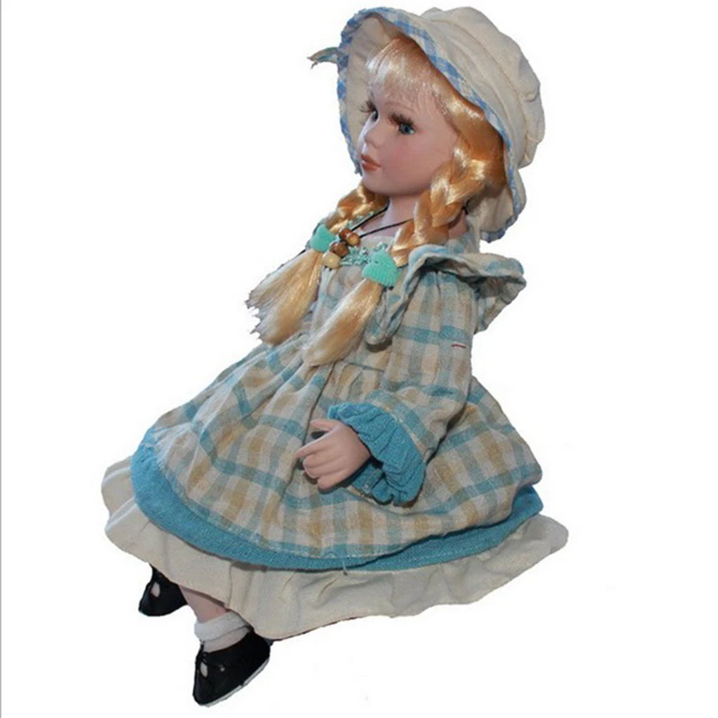

Birthday Xmas Gift - 40cm Excellent Workmanship Doll DIY Accessory Vintage Porcelain Lady Girl Dolls with Display Stand #1