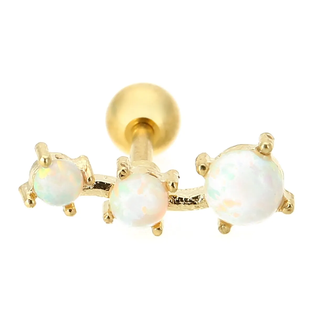 Fashion Earrings Cartilage Piercing Shellhard Barbell Opal Stone Crystal  Ear Stud Piercing Tragus For Women Body Jewelry 16G