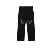 Pantalones vaqueros estilo Vibe para hombre, ropa gótica holgada, estilo Punk sólido, Hip Hop, Retro, negro lavado, 2021