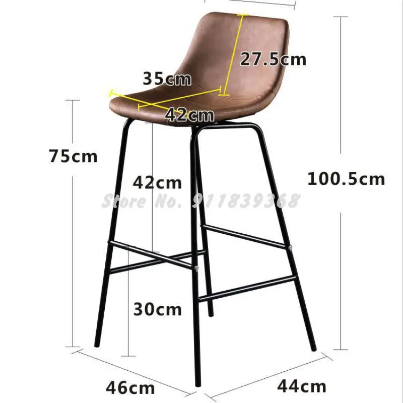Nordic Bar Chair Modern Simple High Footed Stool Family Back Front Desk Light Luxury Iron Art Coffee Shop | Мебель