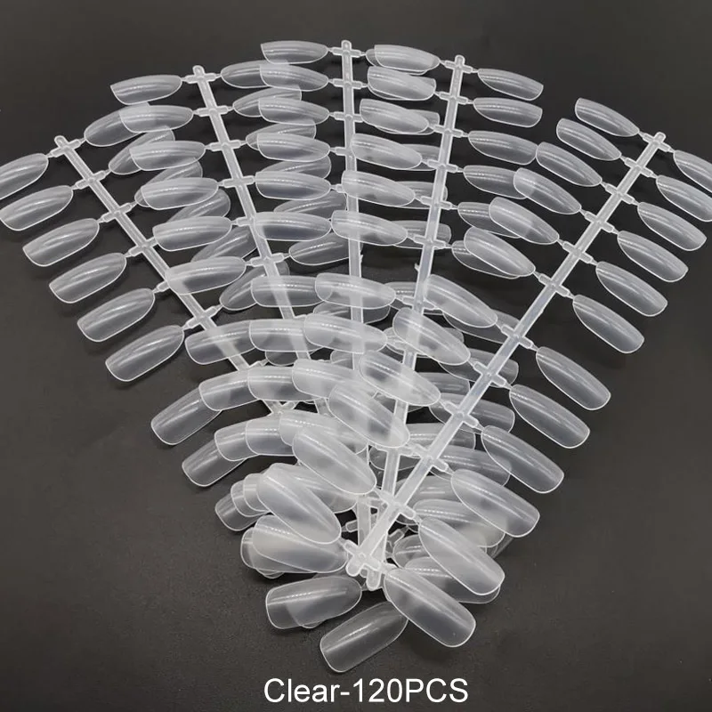 Clear-120pcs RIKONKA 1 Набор Типсы для дизайна ногтей набор овальной формы прозрачные черные практичные искусственные губки для гель-лака маникюрный вентилятор Советы дисплей инструмент - Цвет: Clear-120pcs