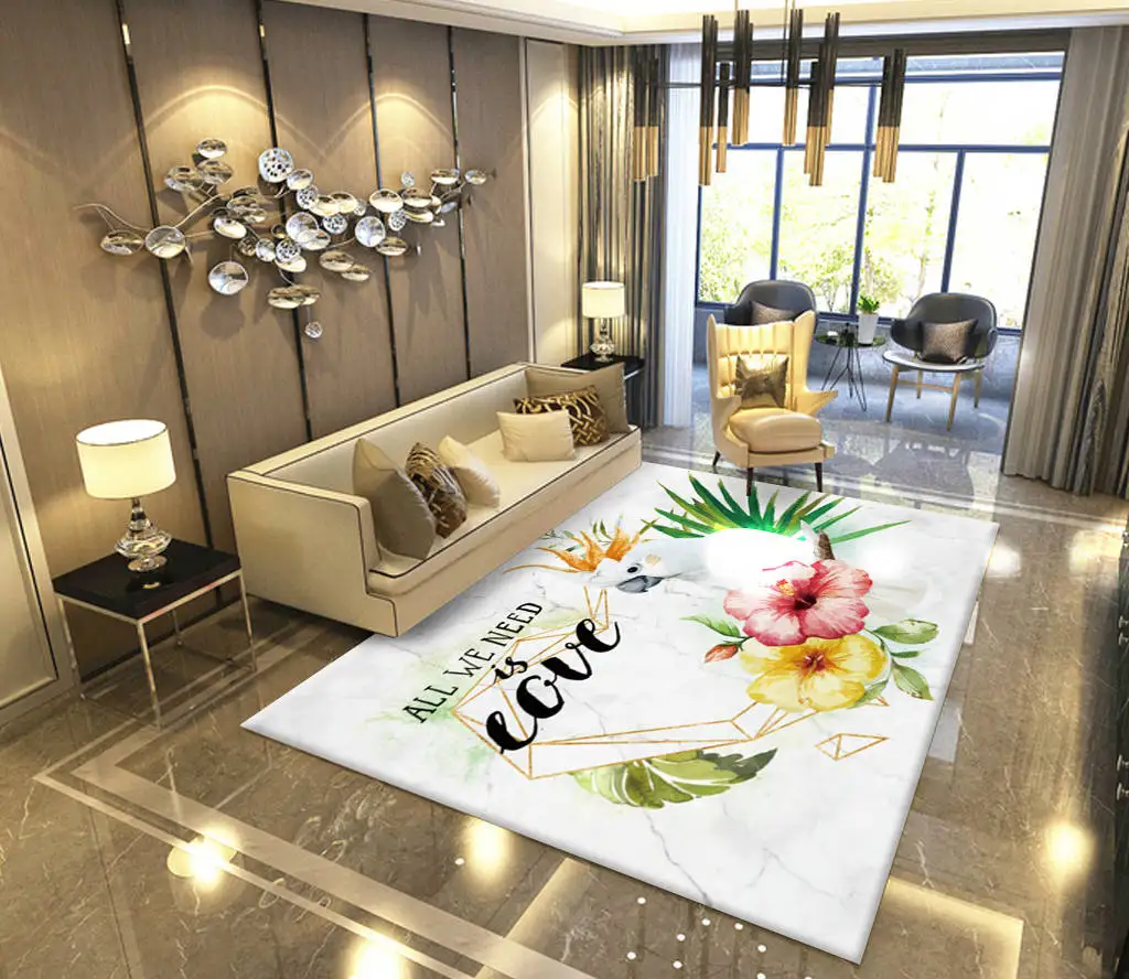 Vintage Plant Leaf Area Rug For Living room Bedroom Door Nordic Mat Carpet Bedroom Kitchen Floor Mats White Large Rug vloerkleed - Цвет: 16