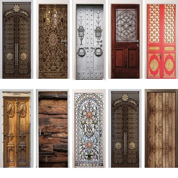 

3D Door Sticker Door Wrap Wall Sticker Mural Wallpaper Poster Self Adhesive PVC Removable Waterproof Door Decal Home Decor
