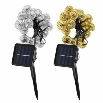 

Solar String Lights 10/20LED Metal Ball Xmas Party Festival Moroccan Romantic Home Wedding Patio Decoration Outdoor