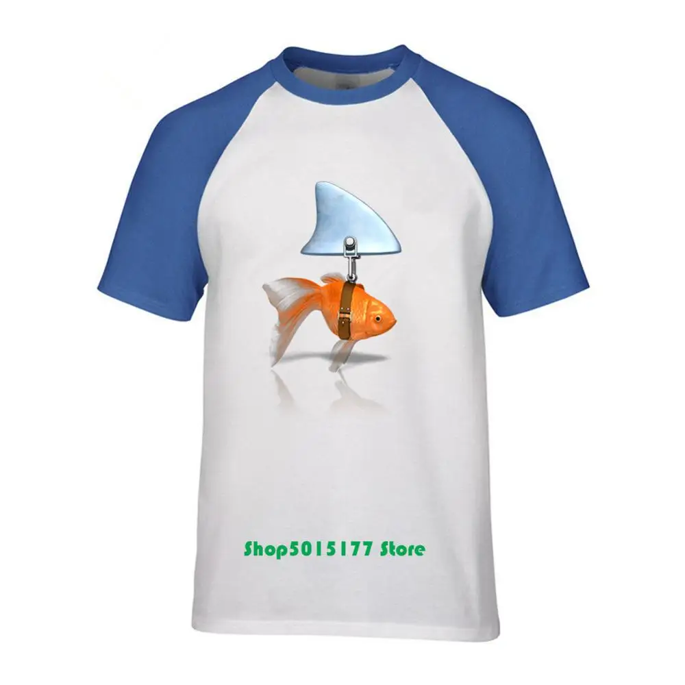 Fashion Men's Clothing Goldfish And Shark Brand Fish Cool Printed Men Casual O-Neck Graphic T-shirt Hipster Tops Tee