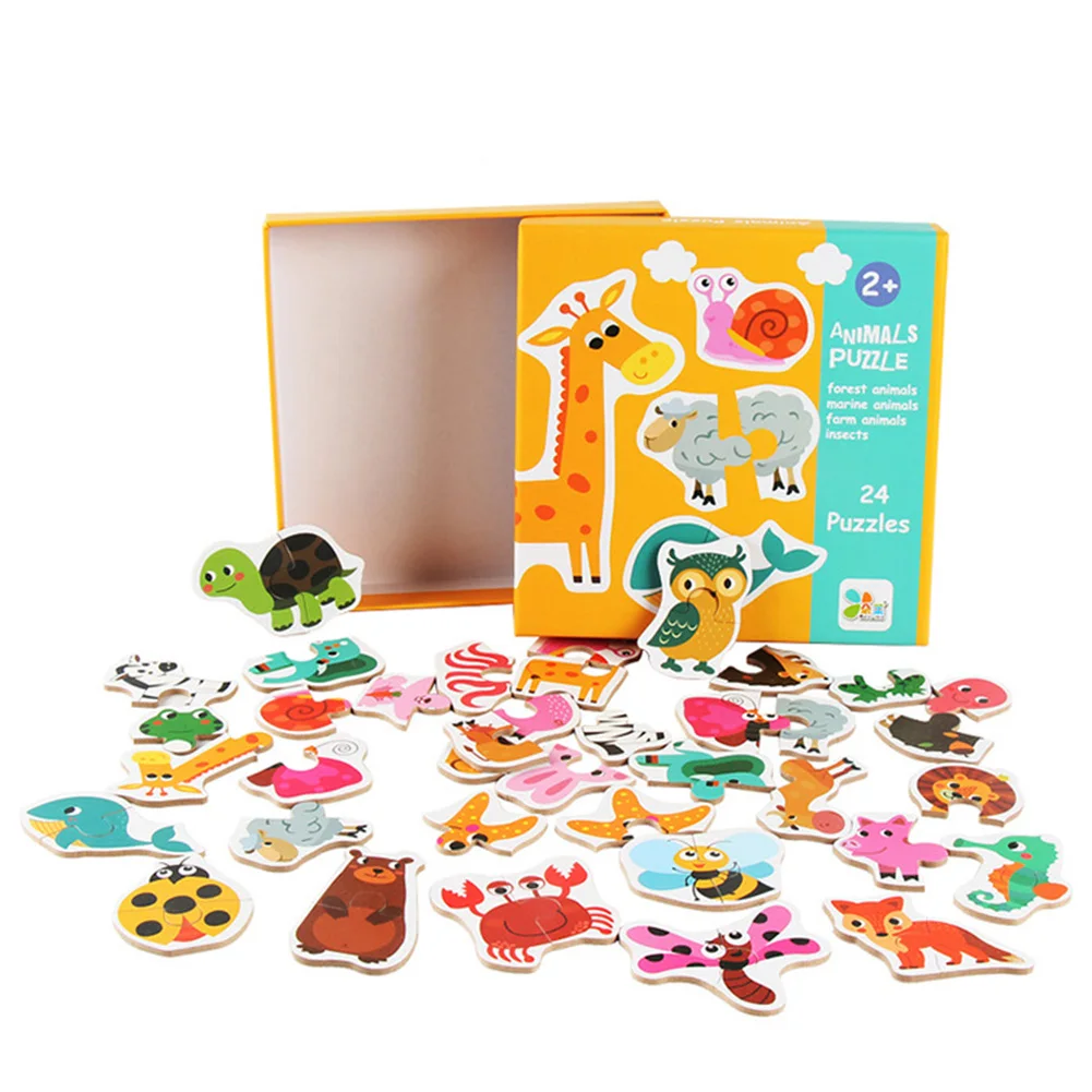 Слова лобзиковые блоки красочные милые обучающие игрушки Соответствующие игры для детей подарок на день рождения детей с мультипликационным рисунком животное деревянное