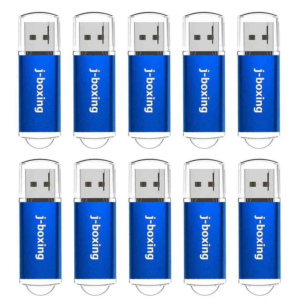 

J-boxing 10PCS 1GB USB Flash Drives Bulk 2GB Rectangle Thumb Drives 4GB 8GB USB 2.0 Sticks 16GB 32GB Pendrives for PC Mac Blue