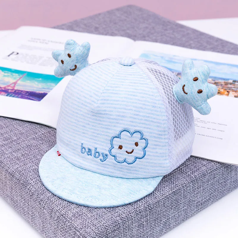 Mesh cap blue Модная кепка для новорожденных с изображением маленького облака; Новая Детская кепка; дышащая кепка; детская солнцезащитная Кепка - Цвет: Mesh cap blue