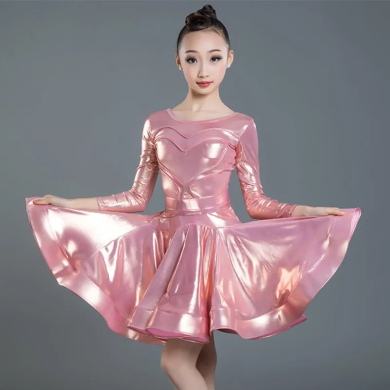 

Latin Dance Dress Kids Pink Round Neck Competition Clothing Tango Rumba Cha Cha Samba Dresses Girls Performance Wear DN3889