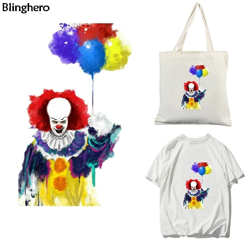 

Blinghero Horror Ghost Heat Transfer Patch Cartoon Clown Thermal Patch Cool Iron-on Patch Fashion Clothing Accessory BH0570