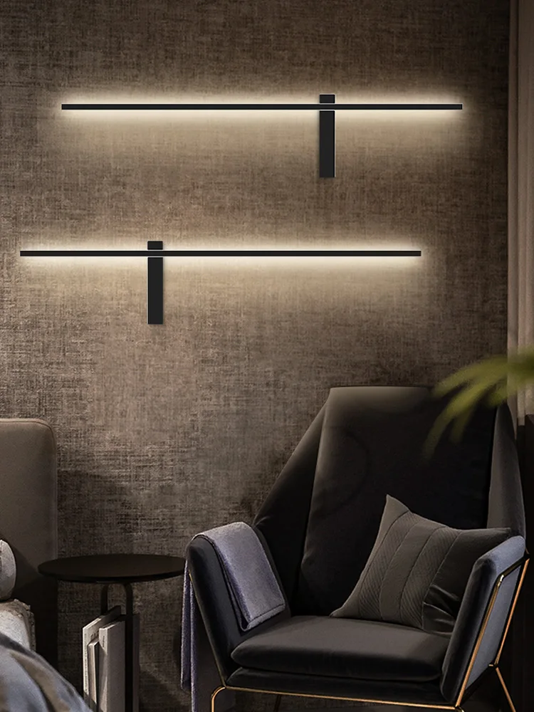 Long strip wall lamp bedroom bedside lamp modern minimalist wall living room TV background grille line LED Wall Lamp Wall Sconces Light Wall Lamp