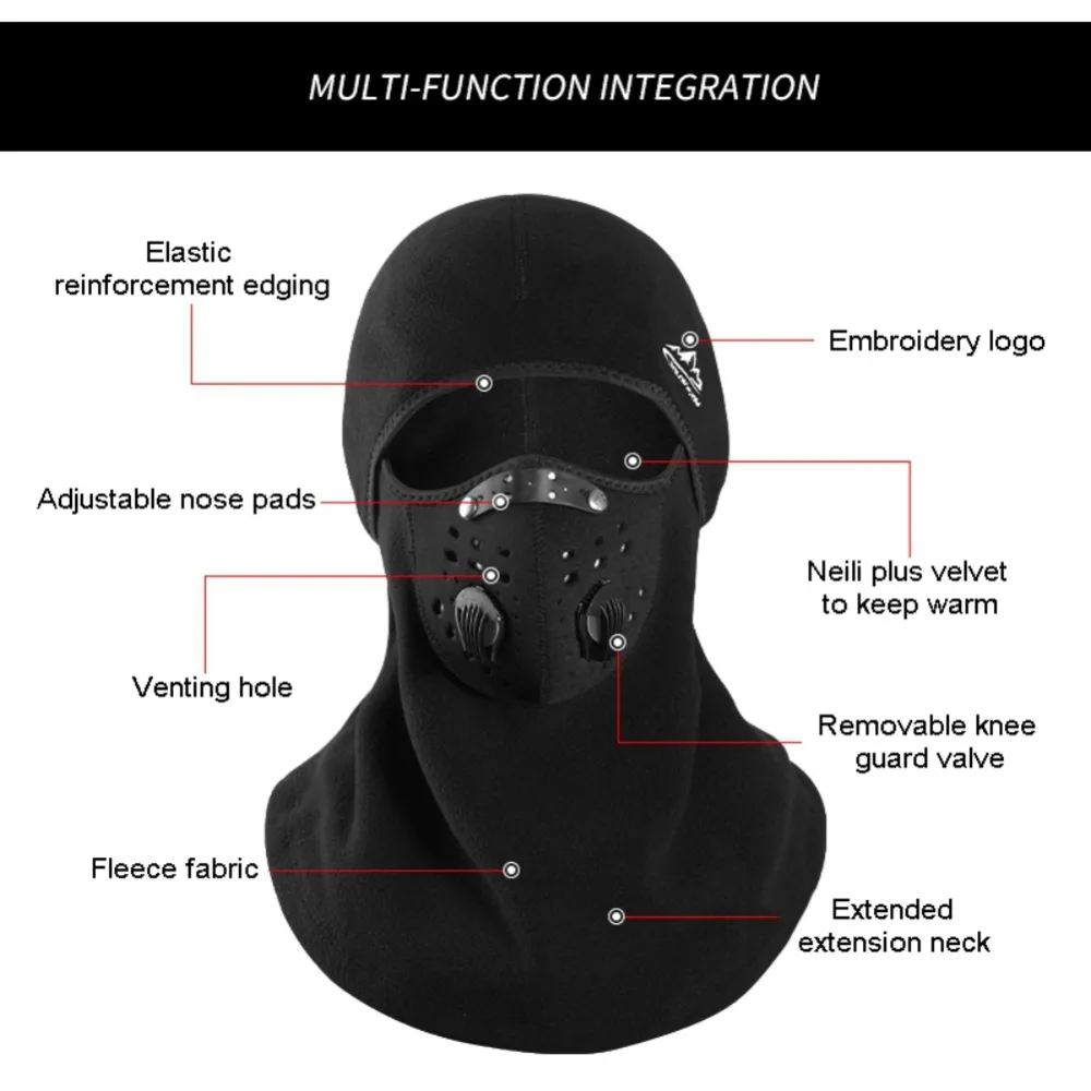Балаклава Капюшон Зимняя Маска для лица Велоспорт Лыжный Водонепроницаемый термальный флис череп маска для лица с вентиляционными отверстиями