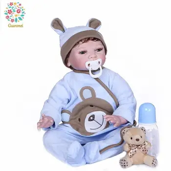 

55cm Baby New Born Dolls Reborn Light Hair Puppy Suit Function Super Baby Lifelike Toddler Baby Boneca For Birtnday Kid Gift
