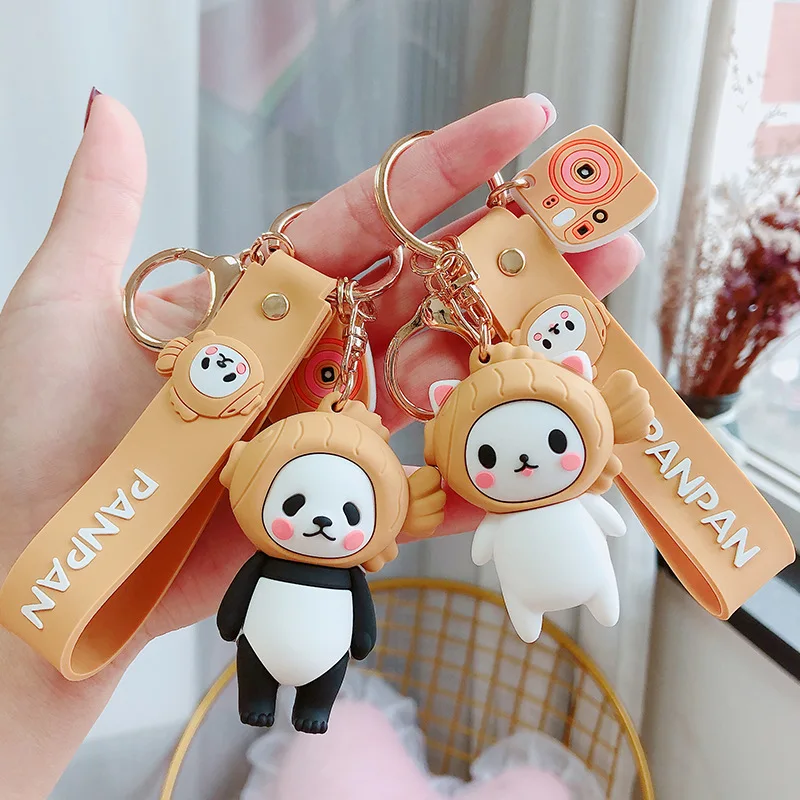 

Cute Cartoon Panda Keychains Cat Chick Fish Silica Gel Keychain Women Charm Phone Bag key chain Car Key Ring Jewelry Accessories
