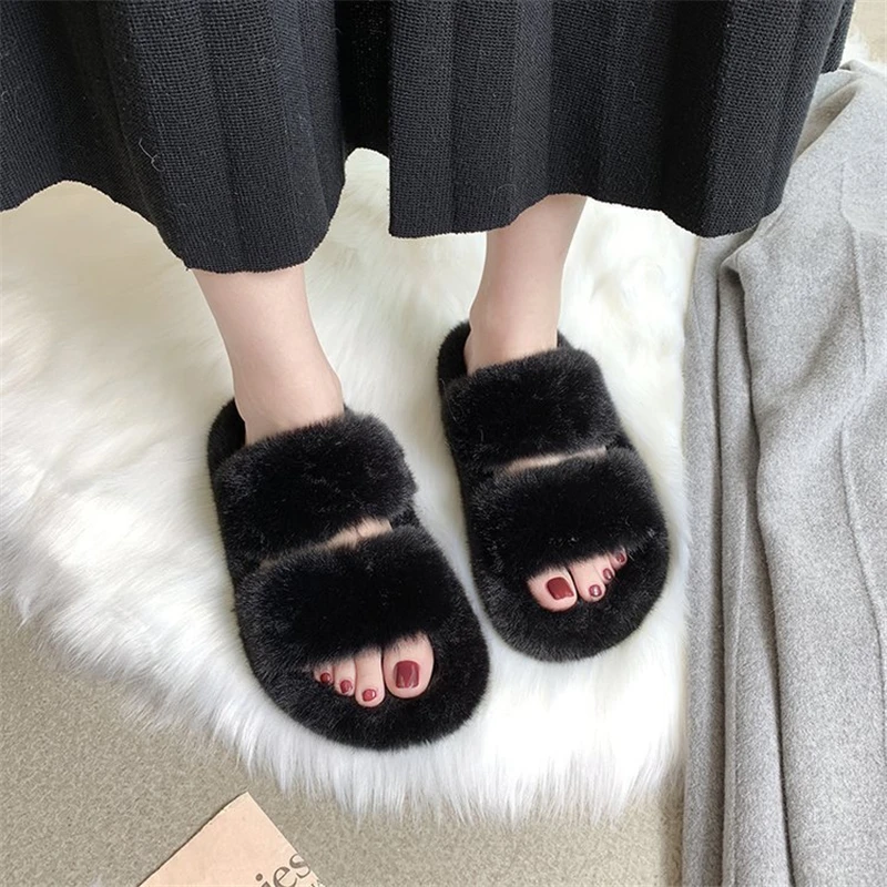 ENPLEI, женские зимние домашние пушистые тапочки модная теплая обувь на меху женские пушистые шлепанцы без шнуровки на плоской подошве удобная домашняя обувь, Размеры 35-40