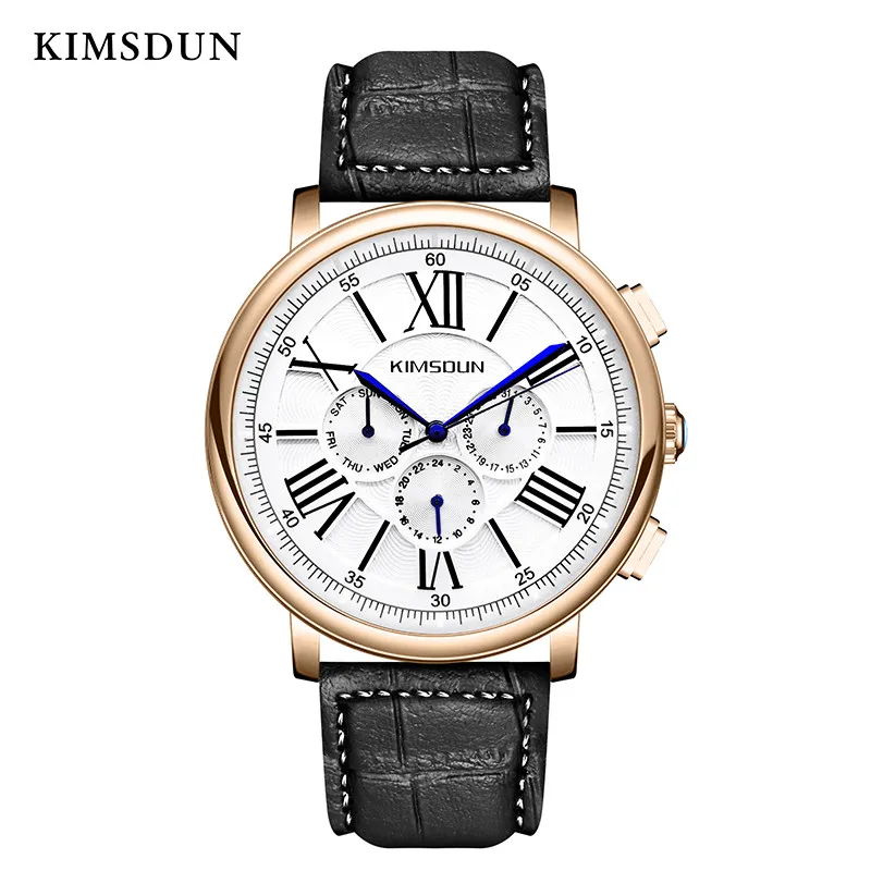 

Top Luxury Relogio Masculino Watch Men multi-function three-eye automatic mechanical watch casual new fashion leather strap