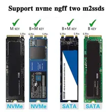 M2 aletsiz sabit Disk muhafaza SATA + NVME çift amaçlı 10Gbps SSD durumda muhafaza Disk kutusu yüksek hızlı sabit Disk iletimi B0X0