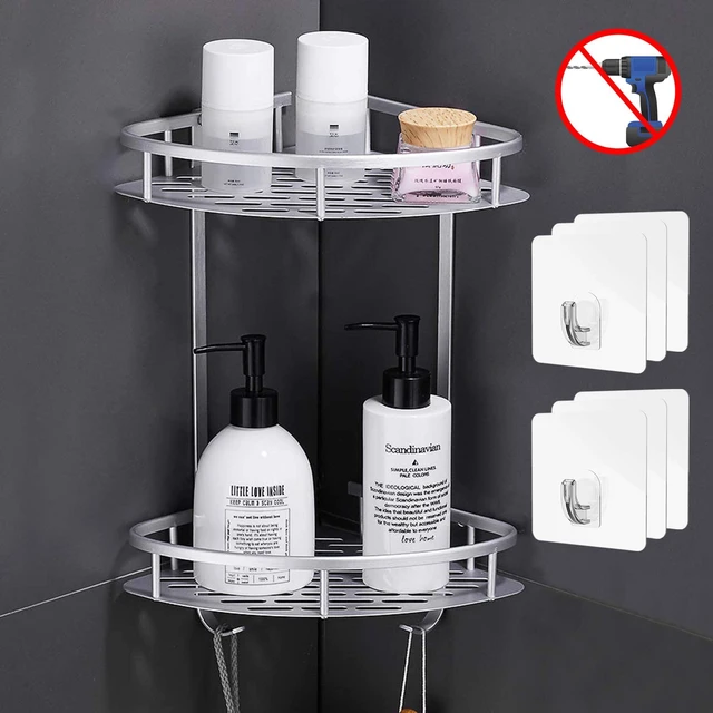 Acrylic Corner Shower Caddy Shelf,Adhesive Wall Mounted Bathroom Shower  Shelf Organizer for Inside Shower & Kitchen Storage - AliExpress