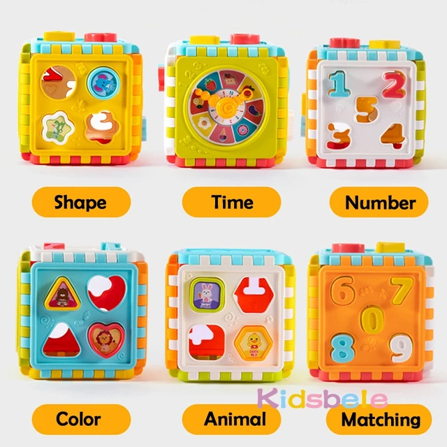 Baby Activity Cube Toys Shape Sorting Toddler Early Learning Educational Toys Infant First Blocks Set Colorful Number Sorter 3