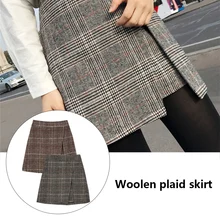 Женские зимние европейские Стильные Новые женские асимметричные юбки больших размеров XL-4XL женские элегантные юбки уличные шерстяные юбки