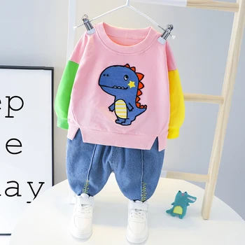 

2020 Autumn New Toddler Girls Boys Clothing Sets Baby Infant Clothes Suits Cartoon T Shirt Jeans Kids Children Costume