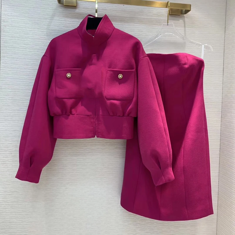 #^Special Price 2019 Solid vrouwen Pak Herfst Warm Tweedelige Set Mode Pakken Jas En Jurk Kantoor 2 stuk Voor Vrouwen kleding #^Special Price 2019 Solid vrouwen Pak Herfst Warm Tweedelige Set Mode Pakken Jas En Jurk Kantoor 2 stuk Voor Vrouwen kleding