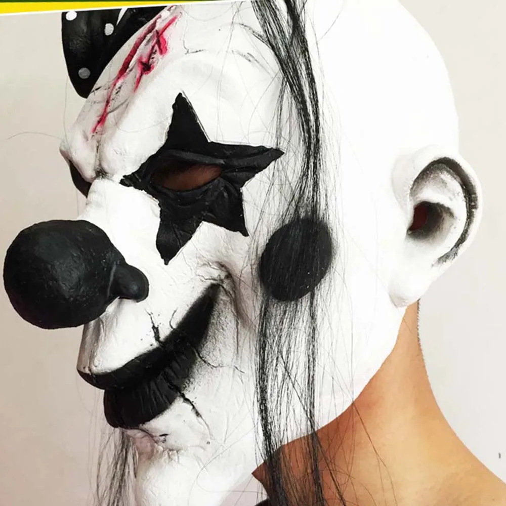 Halloween Full Face Mask Horror White-haired Witch Clown Long-haired Witch Masks For Halloween Masquerade Cosplay Costume Props
