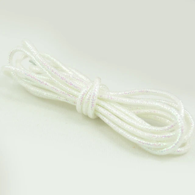 1 Pair Fashion Gold Silver Silk Glitter Reflective Shoelaces For Sneakers Casual Round Pearl White Colored Shoe Strings Cordones white