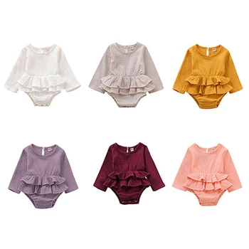 

Baby Girls Romper Spring Autumn Long Sleeve Cotton Striped Cute One-Pieces Jumpsuit Princess Wear 6 Color Romper Dropshipping