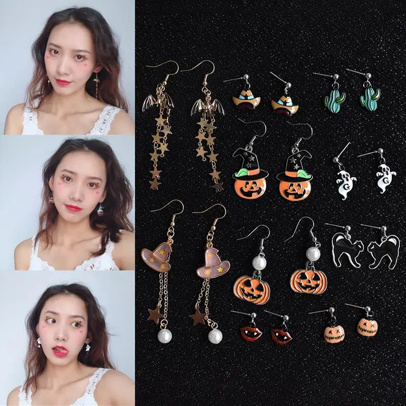 Women Pumpkin Pearl Funny Halloween Drop Earring Dangle Ear Stud Jwelry High Quality Party Gifts | Украшения и аксессуары