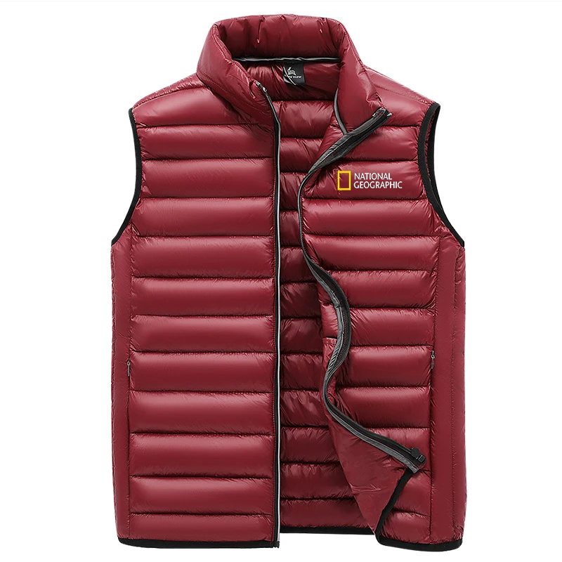 National Geographic brand autumn winter jacket men's stand-up collar vest men's zipper jacket sleeveless casual winter vest black puffer coat