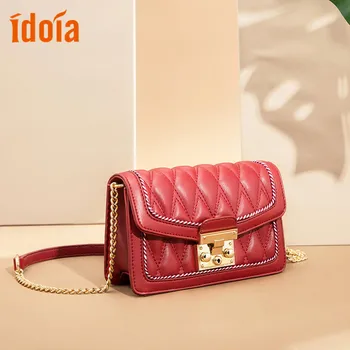 

Fashion new handbags High quality PU leather Women bag Small incense wind chain Lozenge Shoulder bag Lock Stereotypes lattice