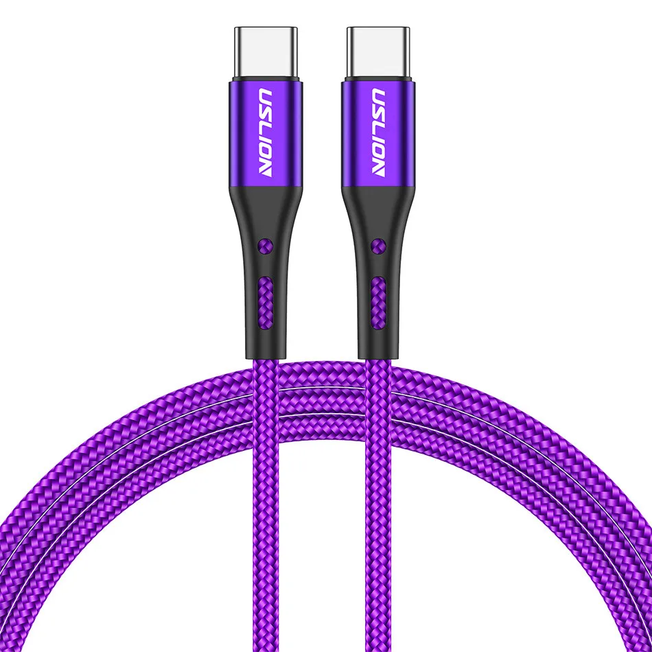 USLION usb type C to type C кабель для Macbook Pro samsung S10 S9 S8 PD 60 вт QC3.0 кабель передачи данных для быстрой зарядки USB-C кабель type-C