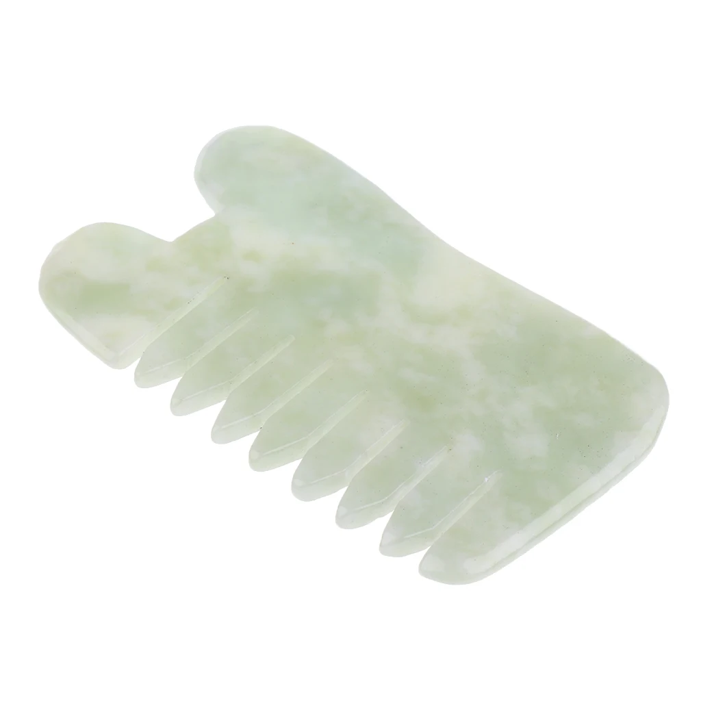 Натуральный Нефритовый камень Gua Sha доска для тела точечный массаж китайский соскабливание в форме расчески Массажер для кожи головы, массаж скребком гуаша инструменты