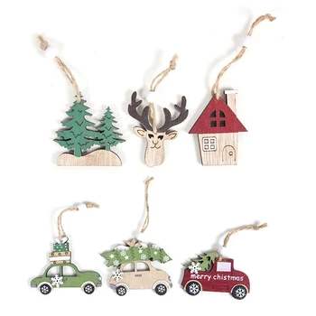

New Year Natural Wood Christmas Tree Ornament Wooden Pendant Xmas Gift Christmas Decoration for Home