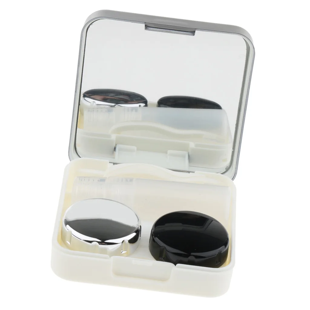 Portable Mirror Contact Lens Case Travel Kit, includes Solution Bottle, Mirror, Tweezer,Lens Holder, Stick Connections
