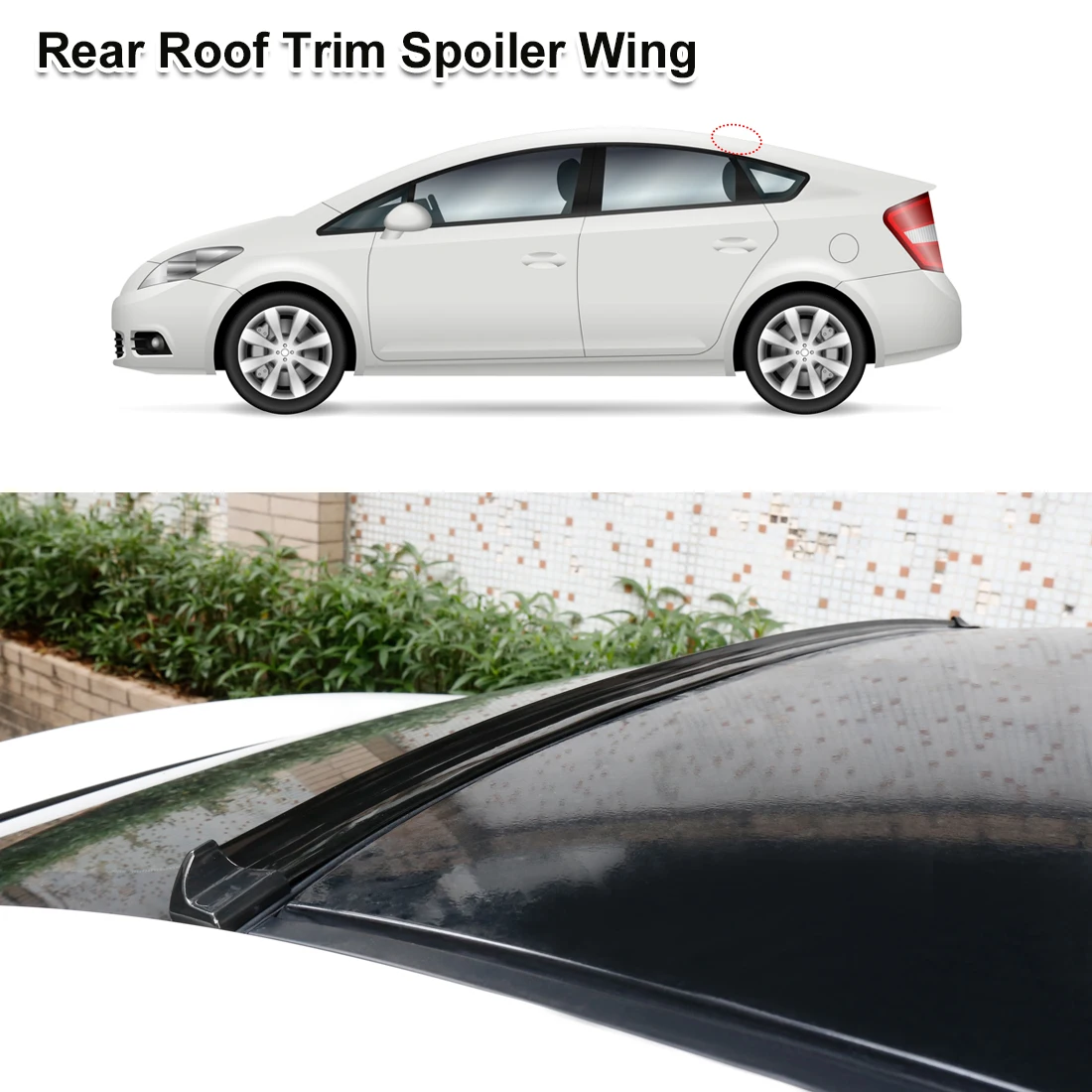 X AUTOHAUX 59 Gloss Black Car Rear Spoiler Wing Rubber Molding Lip Tail Trunk Roof Trim Sticker Universal 