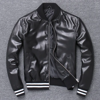 

Men's Motorcycle Genuine Leather 2020 Spring Autumn Classic Slim Fit Thin Sheepskin Coat Casual Fashion Large Size Jacket