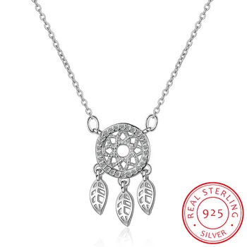 

Hot Sale Micro CZ Dream Catcher Necklace 925 Sterling Silver Zirconia Necklace For Women collares S-N268