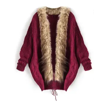 

Autumn Winter Cloak Knitted Women Casual Warm Fur Collar Capes Shawl Coat Ponchos Mujer Invierno Elegantes Cape Poncho Women