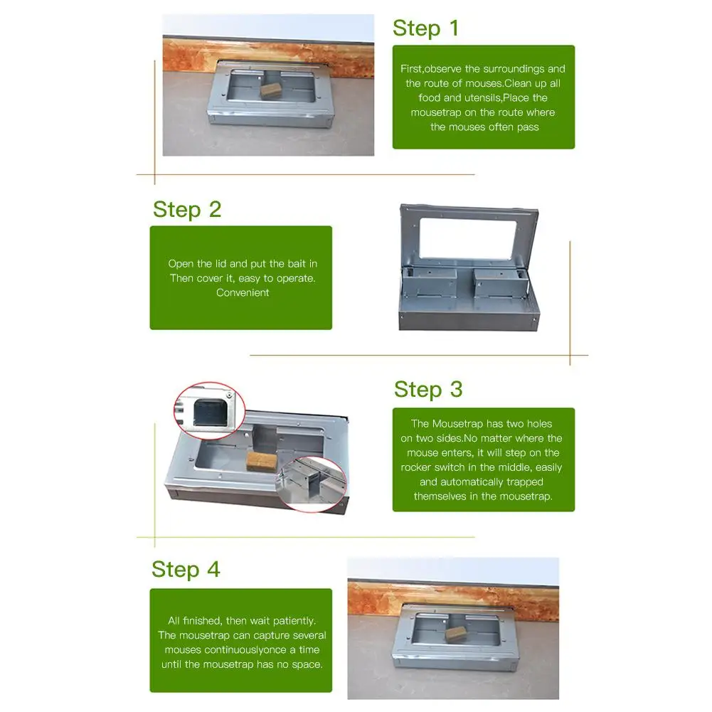 1Pcs Mouse Trap Multifunctional Perspective Window Bait Box Mouse Trap Cage Environmental friendly for Household Use