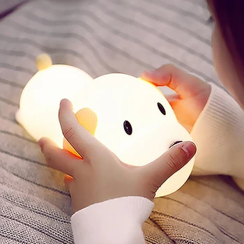 

Dimmable Led Night Light Lamp Touch Silicone Puppy Cartoon for Baby Children Kids Gift Bedside Bedroom Living Room Decoration