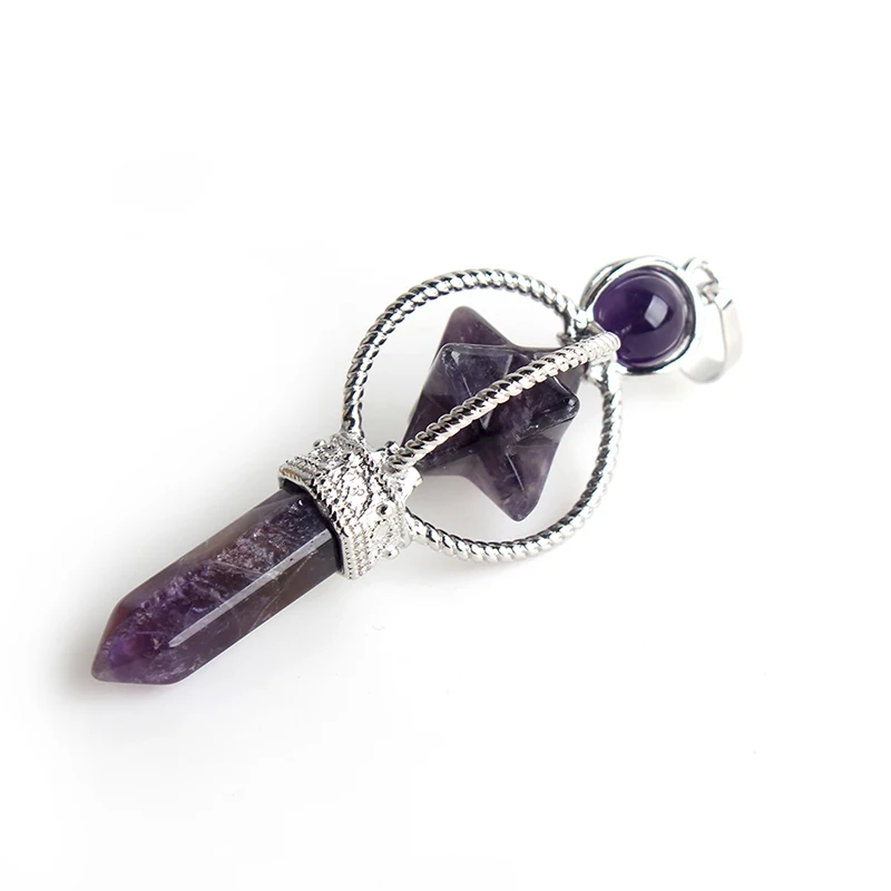amethyst 1 шт. натуральный камень кварц аметисты авантюрин звезда в форме стрелы женское ожерелье кулон - Окраска металла: amethyst