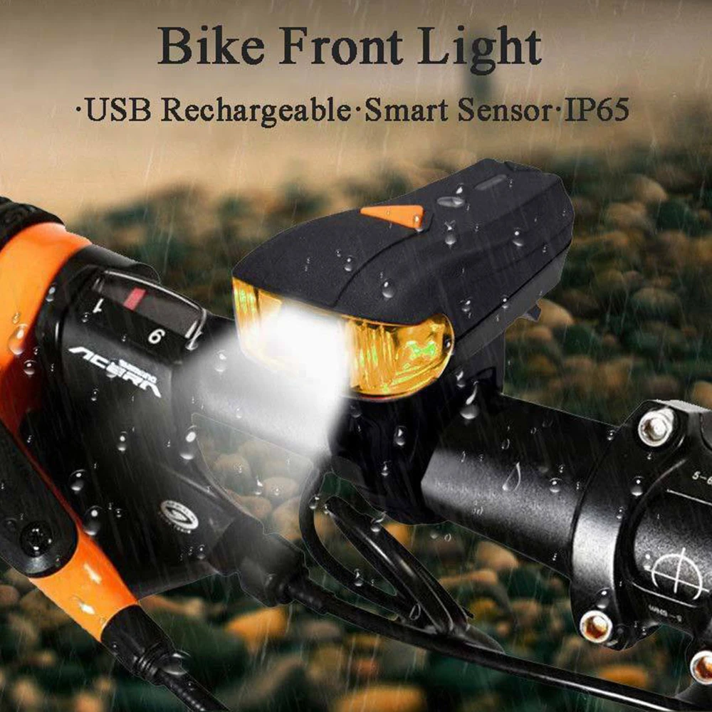 Профессиональный велосипедный головной светильник, Электрический передний светильник, зарядка через usb, водонепроницаемый регулируемый умный светильник-вспышка для велосипеда