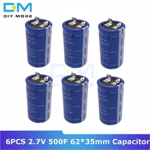 6 шт. супер фарадный конденсатор с алюминиевой крышкой, 2,7 V 500F 62*35 мм 35x62 мм с наружной резьбой автомобиля выпрямителя высокая частота низкая ESR конденсатор с алюминиевой крышкой, ультраконденсатор для автомобиля