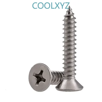 

GB846 304 Stainless Steel Countersunk Self-tapping Screw/Cross Groove Flat Head Self-tapping Wood Screw m1-m2 35PCS