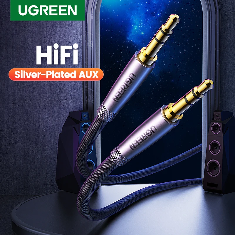 UGREEN Hi Fi AUX кабель 3 5 мм аудио Акустический jack для гитары посеребренный плетеный