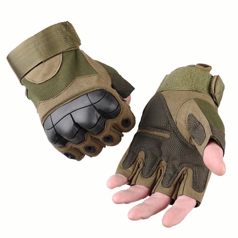 Tactical Half Finger Gloves Army Military Combat Hunting Hard Knuckle Fingerless 